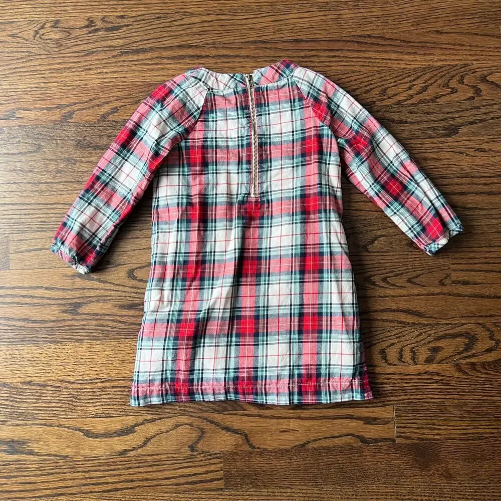 Baby Gap Toddler Girl's Lined 100% Cotton Holiday Plaid Zipper Dress Tunic -4